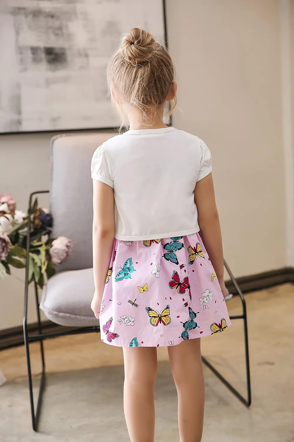 SMILING PINKER Little Girls Bolero Short Sleeve Cap Lace Top
