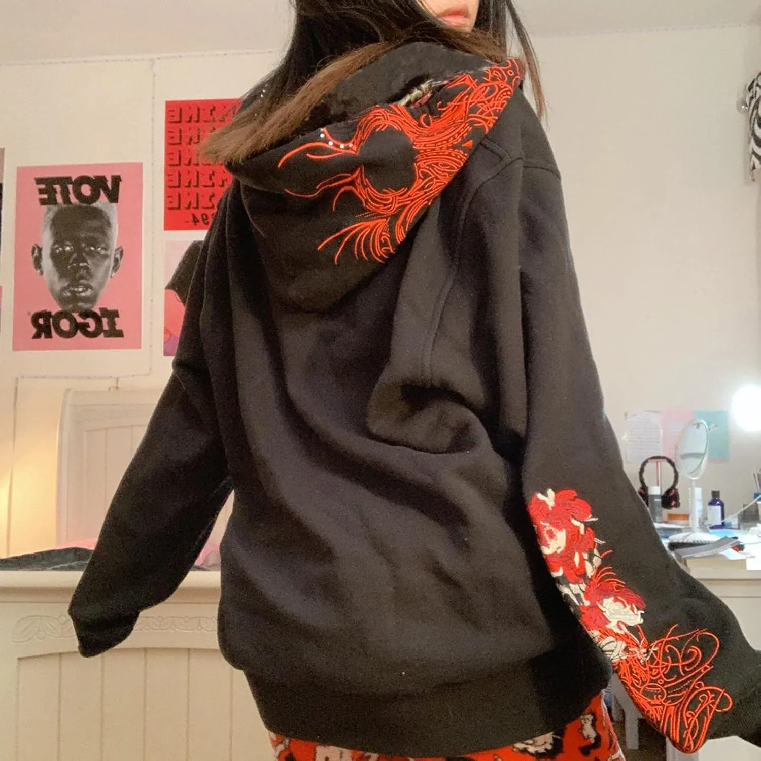 SOLILOQUY Women Zip Up Hoodie Y2k Vintage Graphic Oversized Hooded Sweatshirt Jacket Pullover Coats Harajuku Streetwear