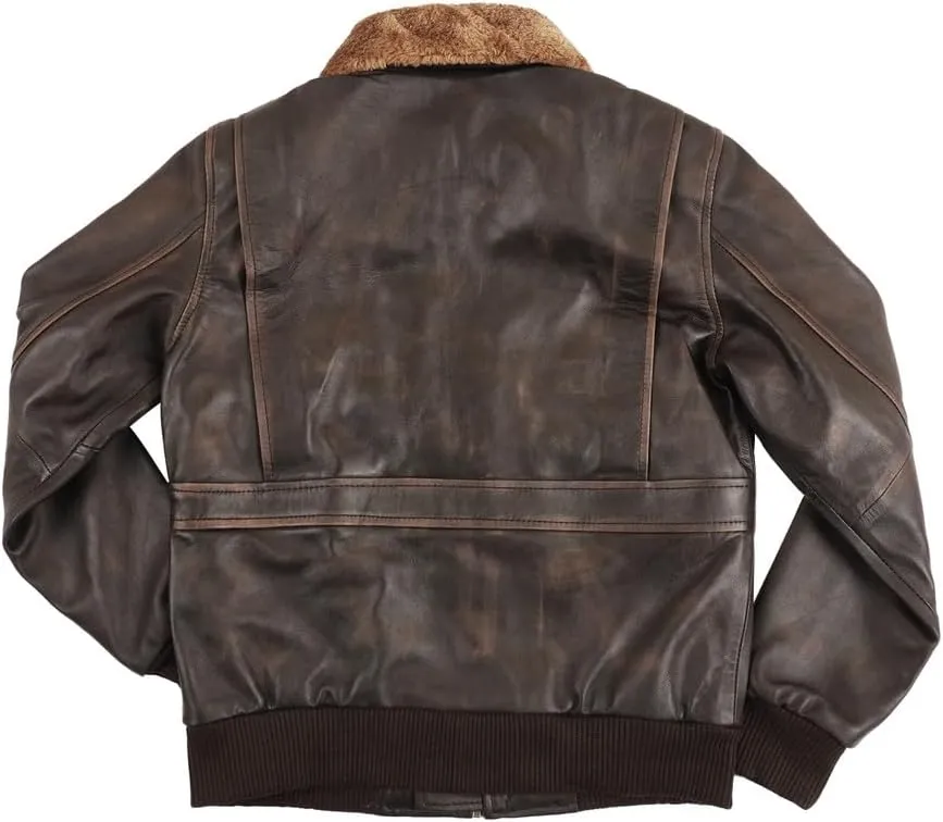 SpazeUp A2 Leather Jacket Men - Air Force Pilot Flight Distressed Brown Leather Jacket Men