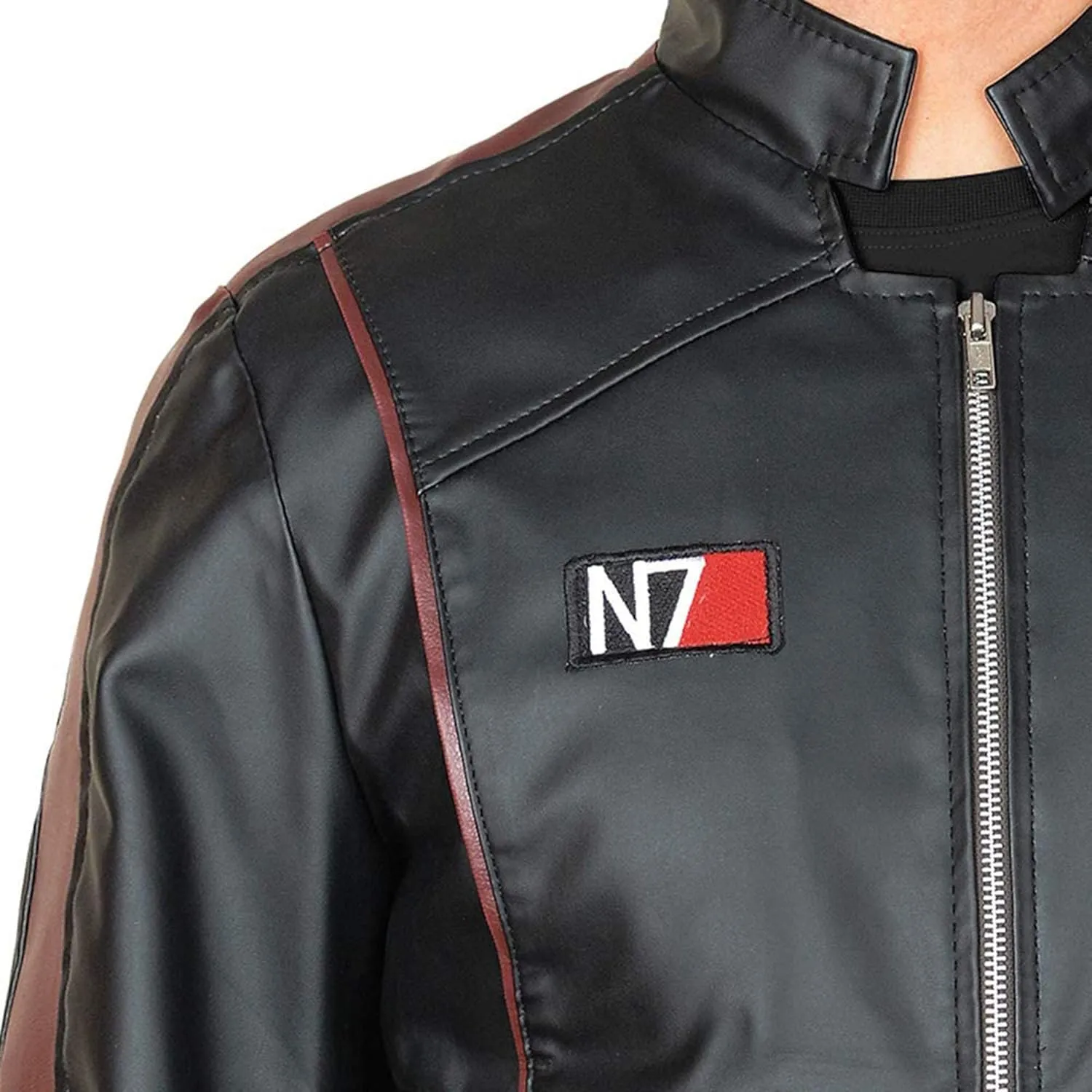 SpazeUp New 7 Leather Jacket Mens - Mass Effected Game Costume - Black Street Fighter Leather Jacket Men