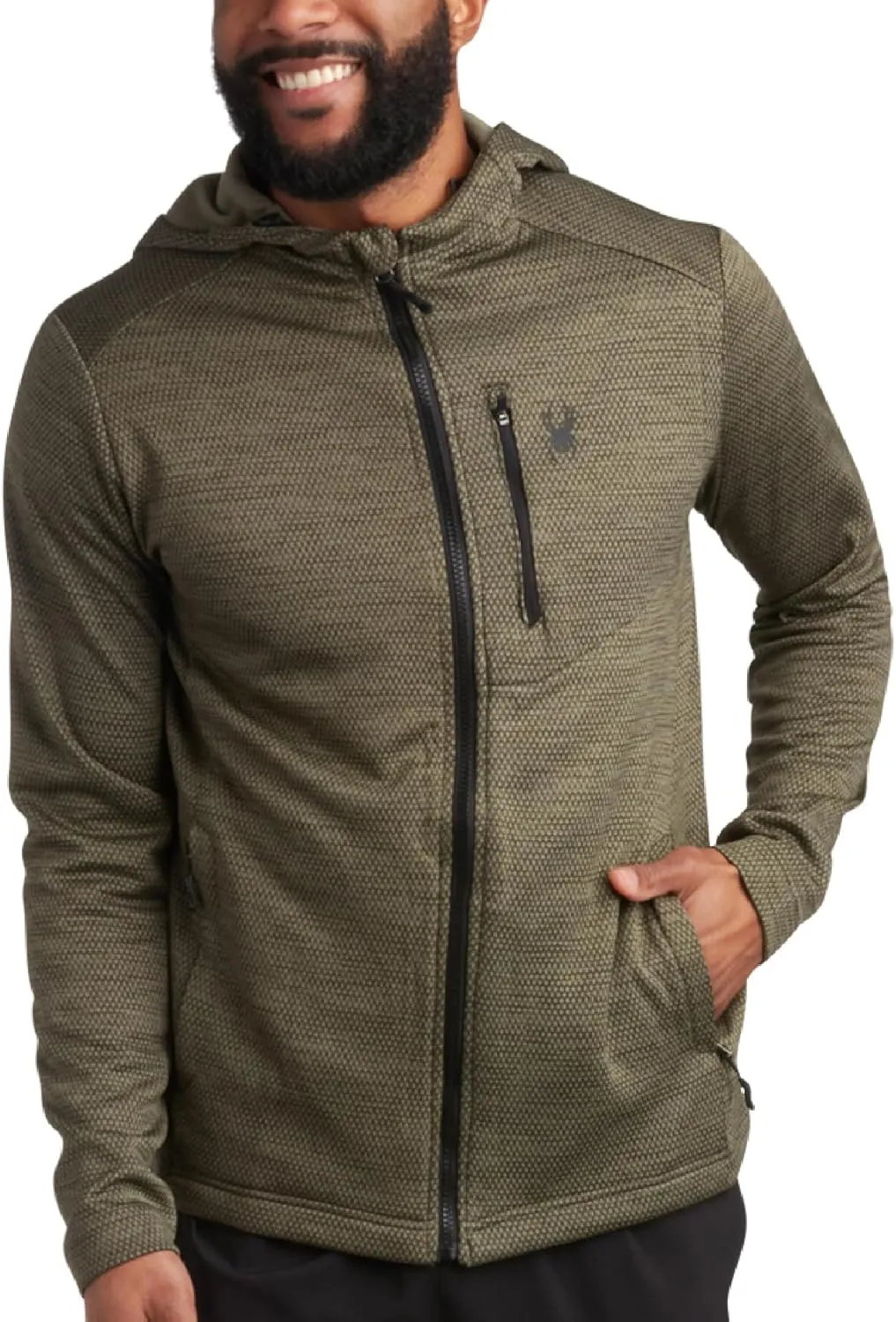 Spyder Men's Active Fleece Hoodie - Performance Mesh Fleece Full Zip Up Sweatshirt with Secure Zip Pockets (Sizes: S-XXL)