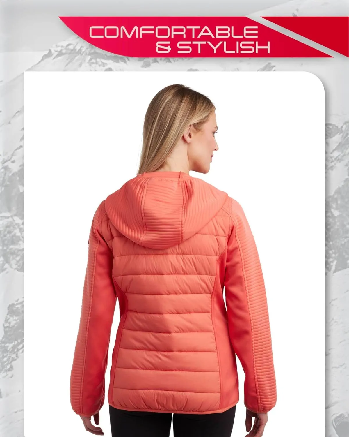 Spyder Women's Puffer Jacket - Mixed Fleece Insulated Winter Coat with Taffeta Panels- Quilted Hooded Jacket for Women (S-XL)