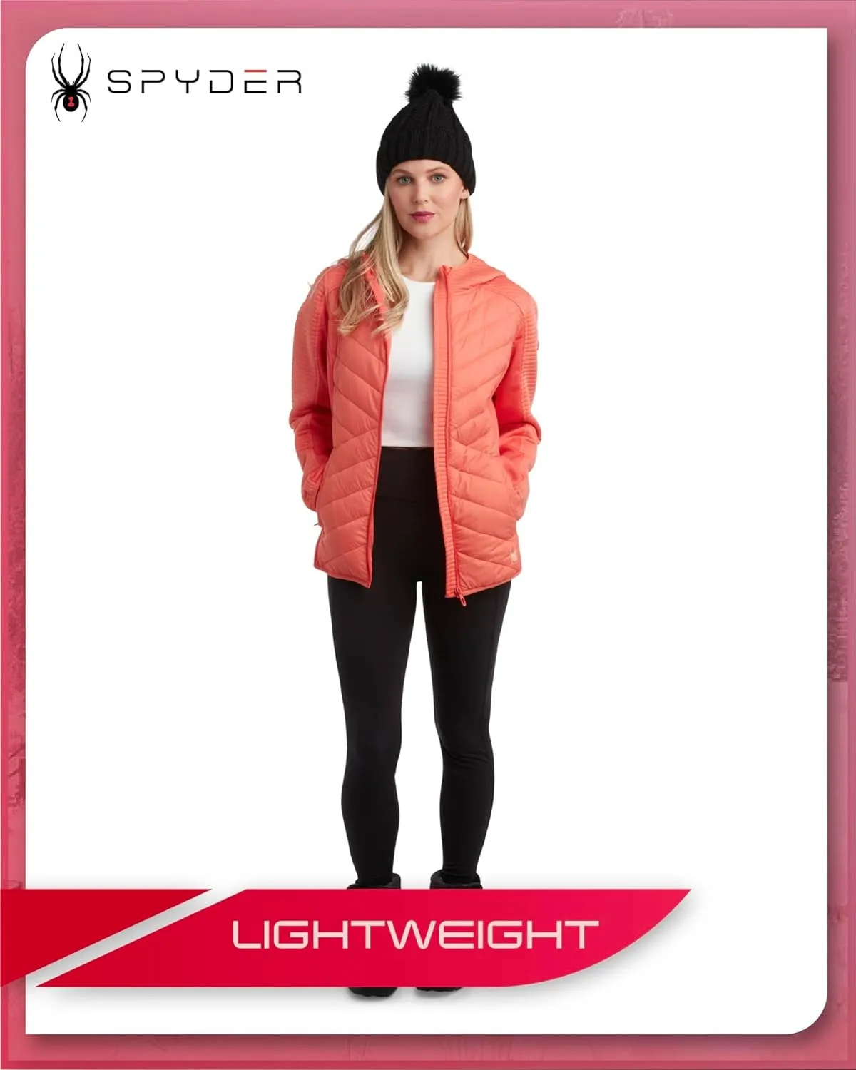 Spyder Women's Puffer Jacket - Mixed Fleece Insulated Winter Coat with Taffeta Panels- Quilted Hooded Jacket for Women (S-XL)