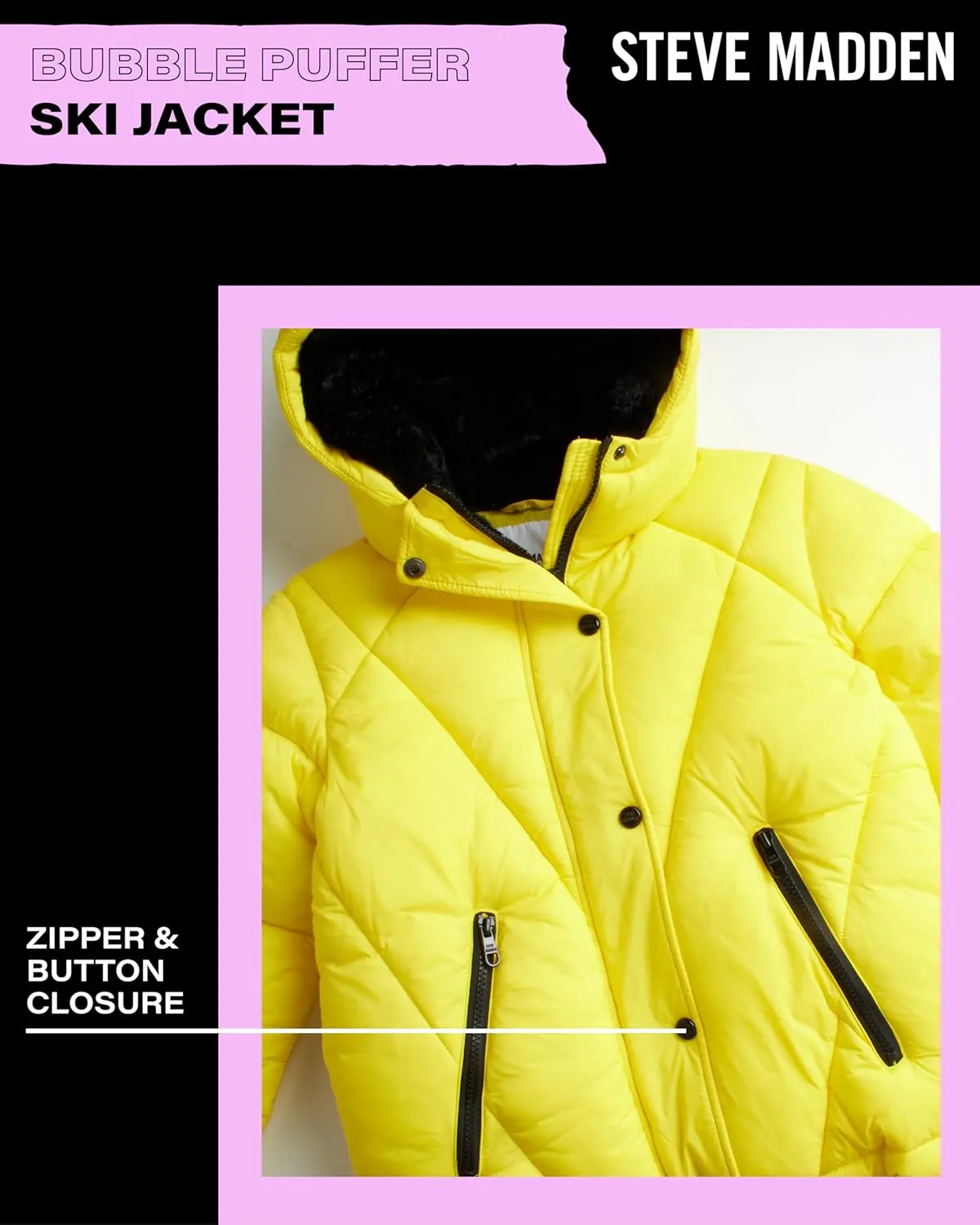 Steve Madden Girls' Winter Coat - Heavyweight Quilted Bubble Puffer Parka Ski Jacket with Faux Fur Lined Hood (Size: 4-16)