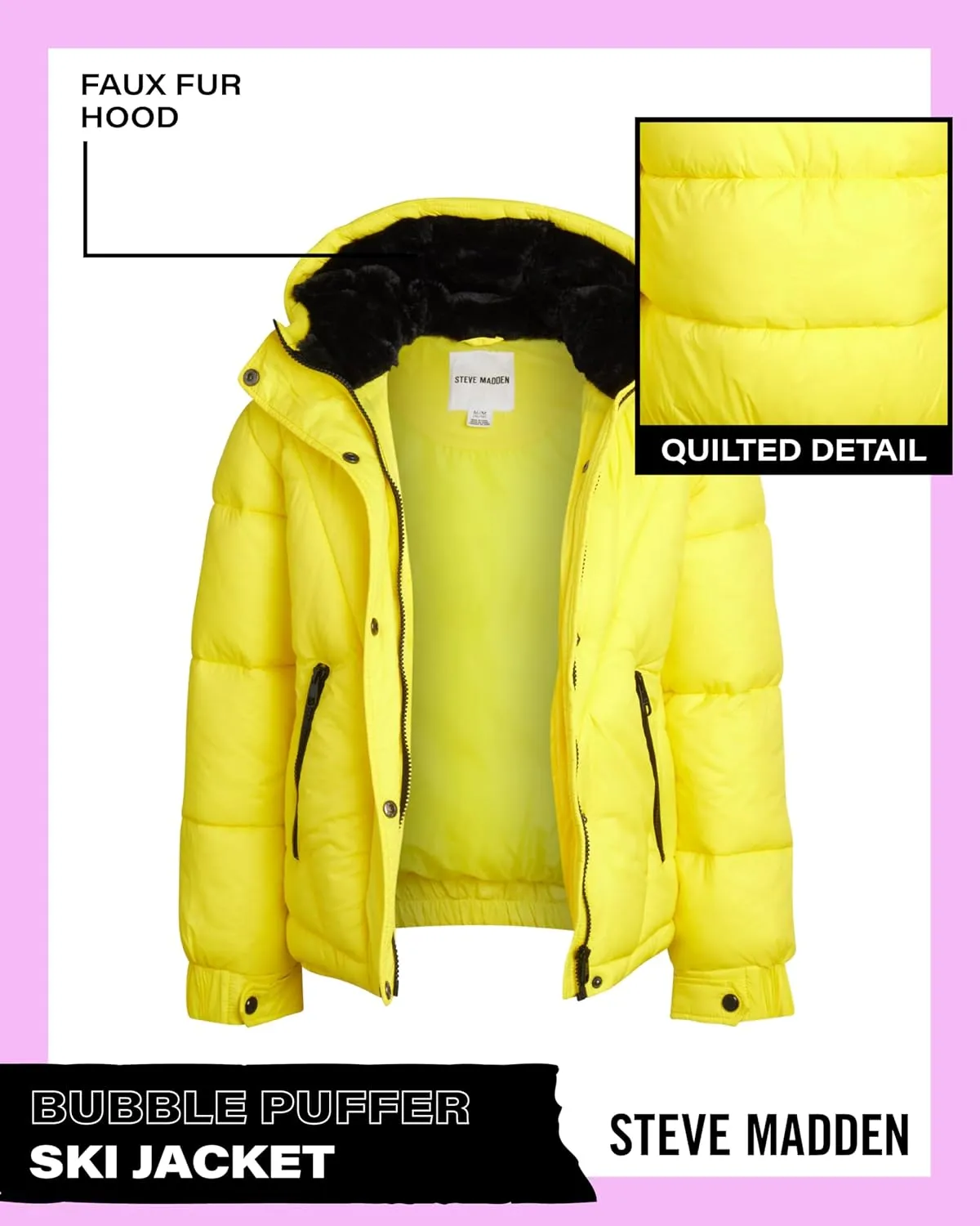 Steve Madden Girls' Winter Coat - Heavyweight Quilted Bubble Puffer Parka Ski Jacket with Faux Fur Lined Hood (Size: 4-16)