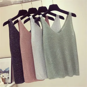 Summer V-Neck Women's Slim Fit Polyester Vest Top Camisole