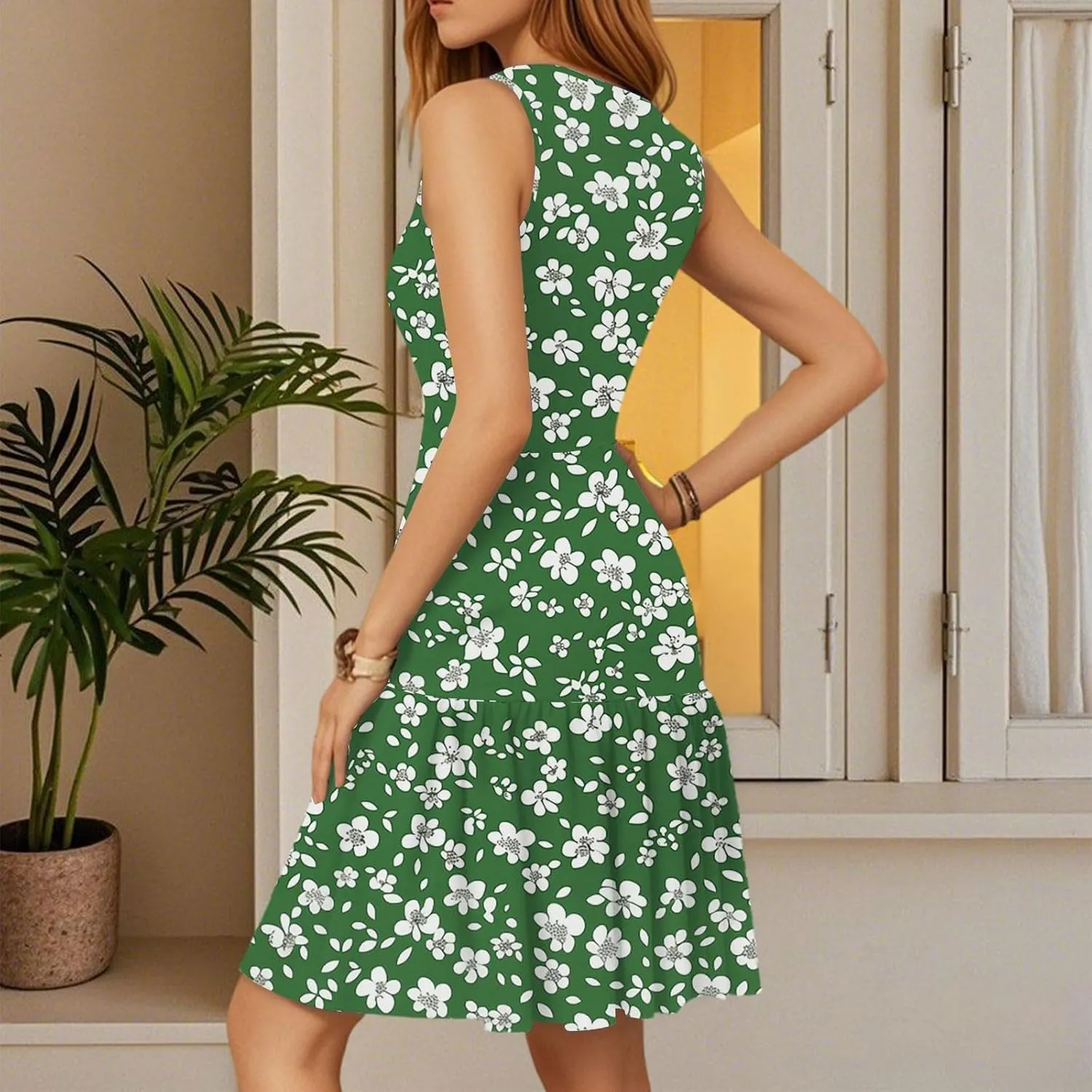 Summer Wrap Dress for Women 2025 Empire Waist Tropical Sexy V Neck Mini Sundress Sleeveless Casual Floral Short Dress