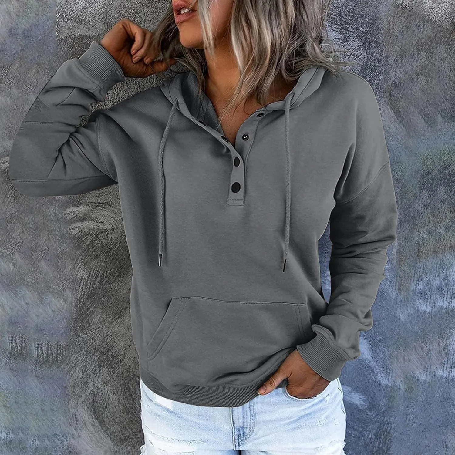 Sweatshirts for Women 2024 Plus Size Long Sleeve Drawstring Hoodies Sweaters Casual Cute Pullover Tops Fall Clothes