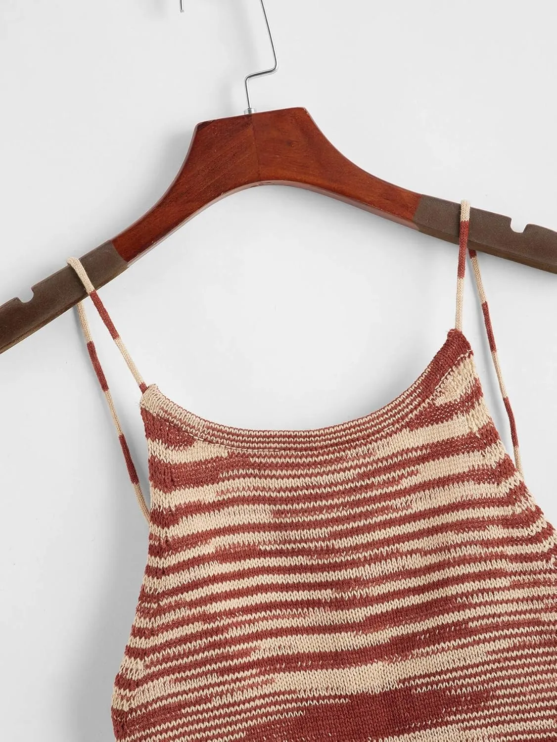 SweatyRocks Women's Sleeveless Space Dye Knit Camisole Criss Cross Backless Crop Top