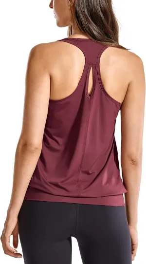 SYROKAN Women's Active Racerback Athletic Sports T-Shirt Long Yoga Crop Tank Top