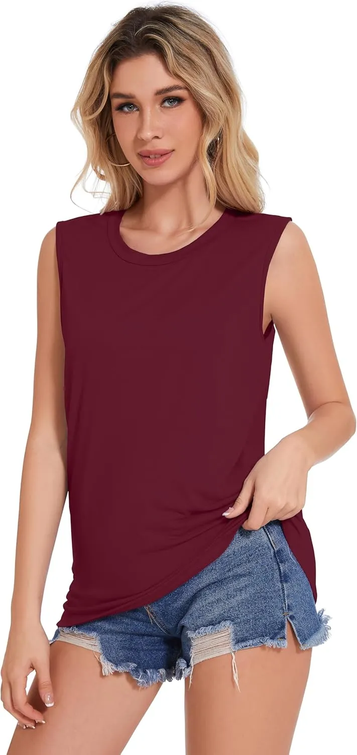 Tank Top for Women Sleeveless Summer Crewneck Casual Loose Tunic Tops Shirts