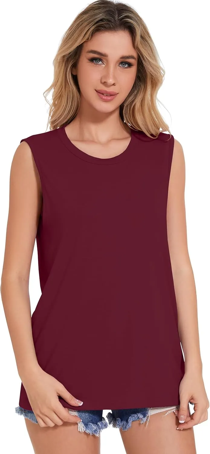 Tank Top for Women Sleeveless Summer Crewneck Casual Loose Tunic Tops Shirts