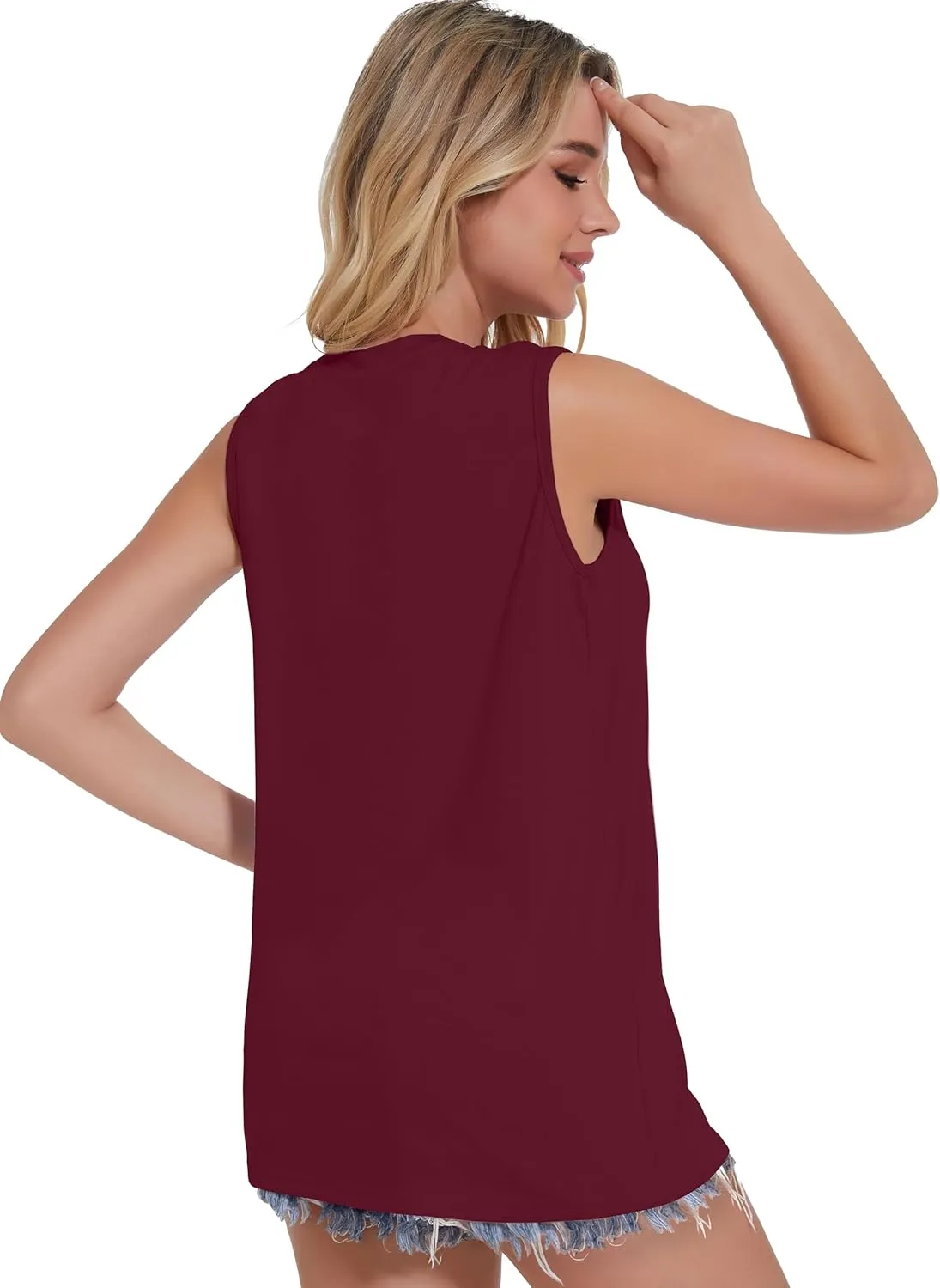 Tank Top for Women Sleeveless Summer Crewneck Casual Loose Tunic Tops Shirts