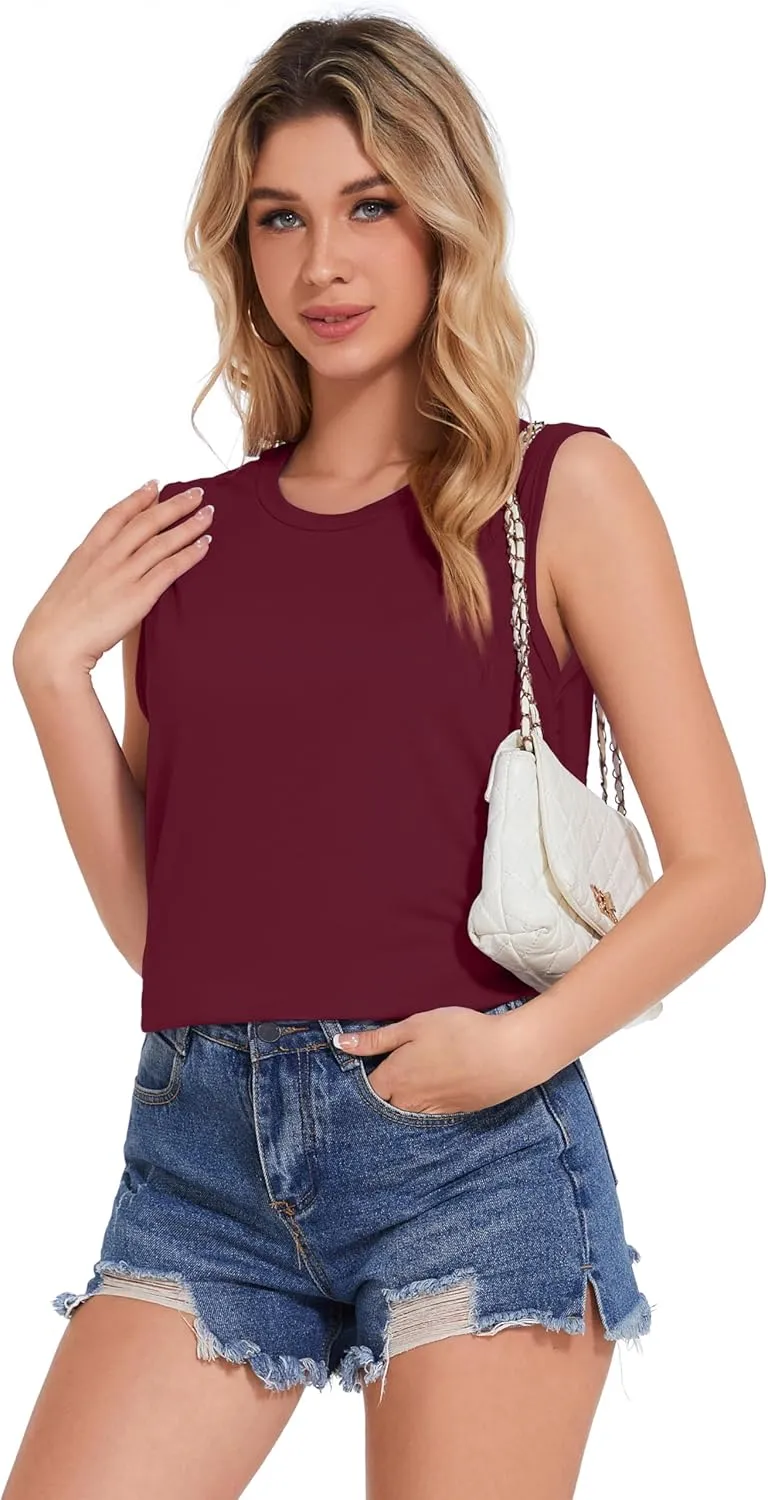 Tank Top for Women Sleeveless Summer Crewneck Casual Loose Tunic Tops Shirts