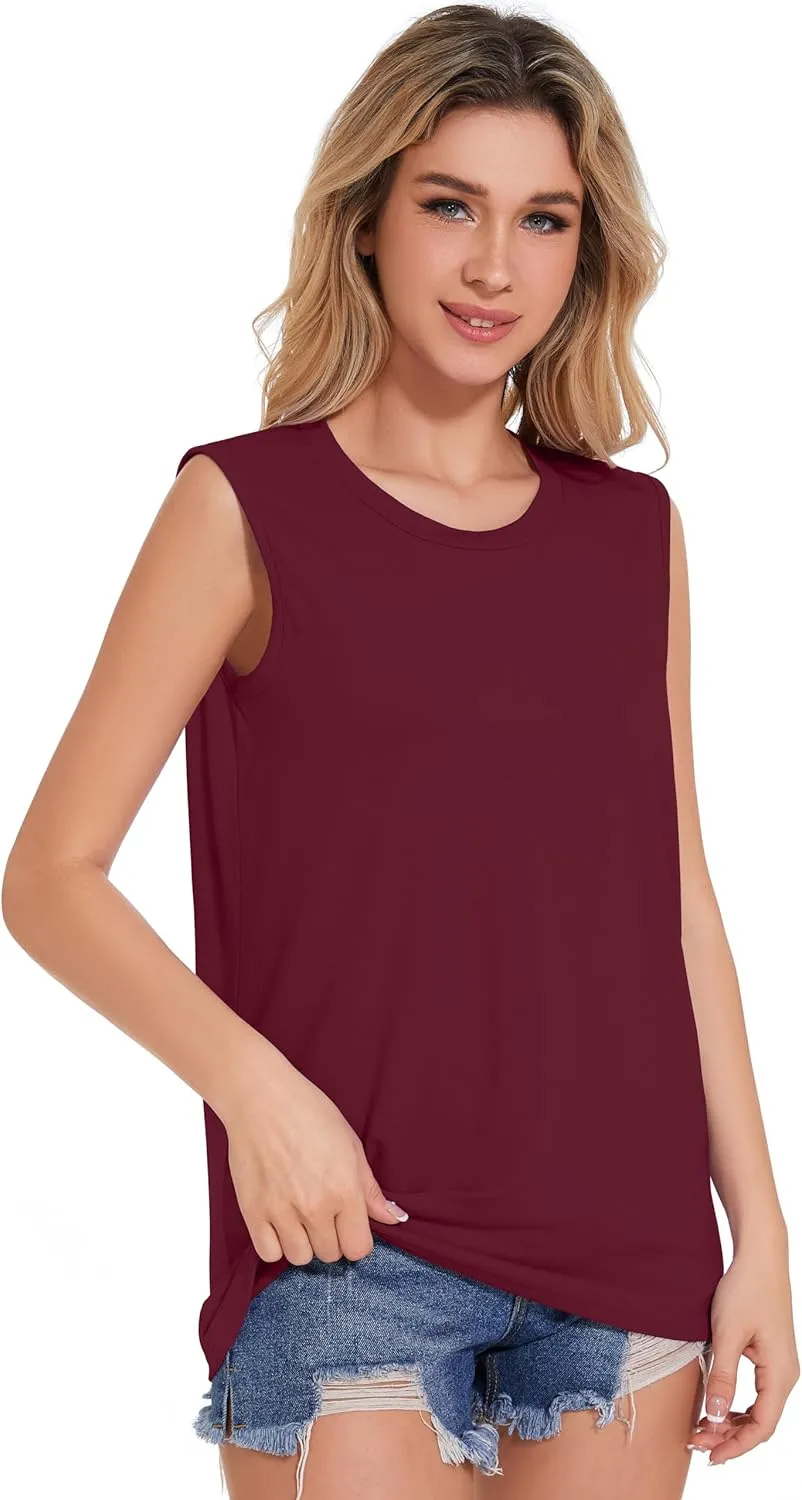 Tank Top for Women Sleeveless Summer Crewneck Casual Loose Tunic Tops Shirts