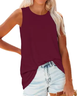 Tank Top for Women Sleeveless Summer Crewneck Casual Loose Tunic Tops Shirts