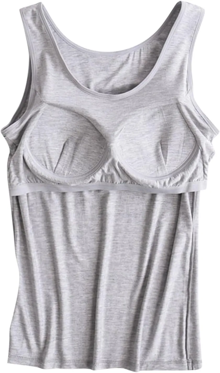 Tank Top with Built in Bra for Women Sleeveless Workout Tops Shelf Bra Tank Tops Soft Sleep Racerback Camis Yoga Shirt