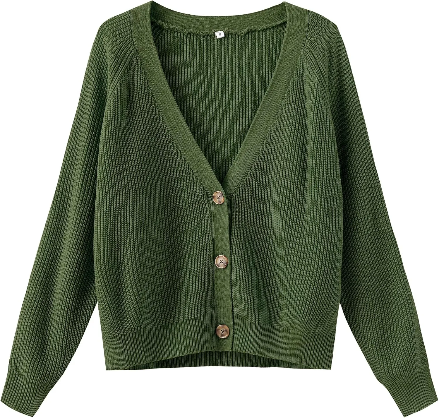 TASAMO Women's Long Sleeve Knit Sweater Open Front Cardigan Button Loose Outerwear