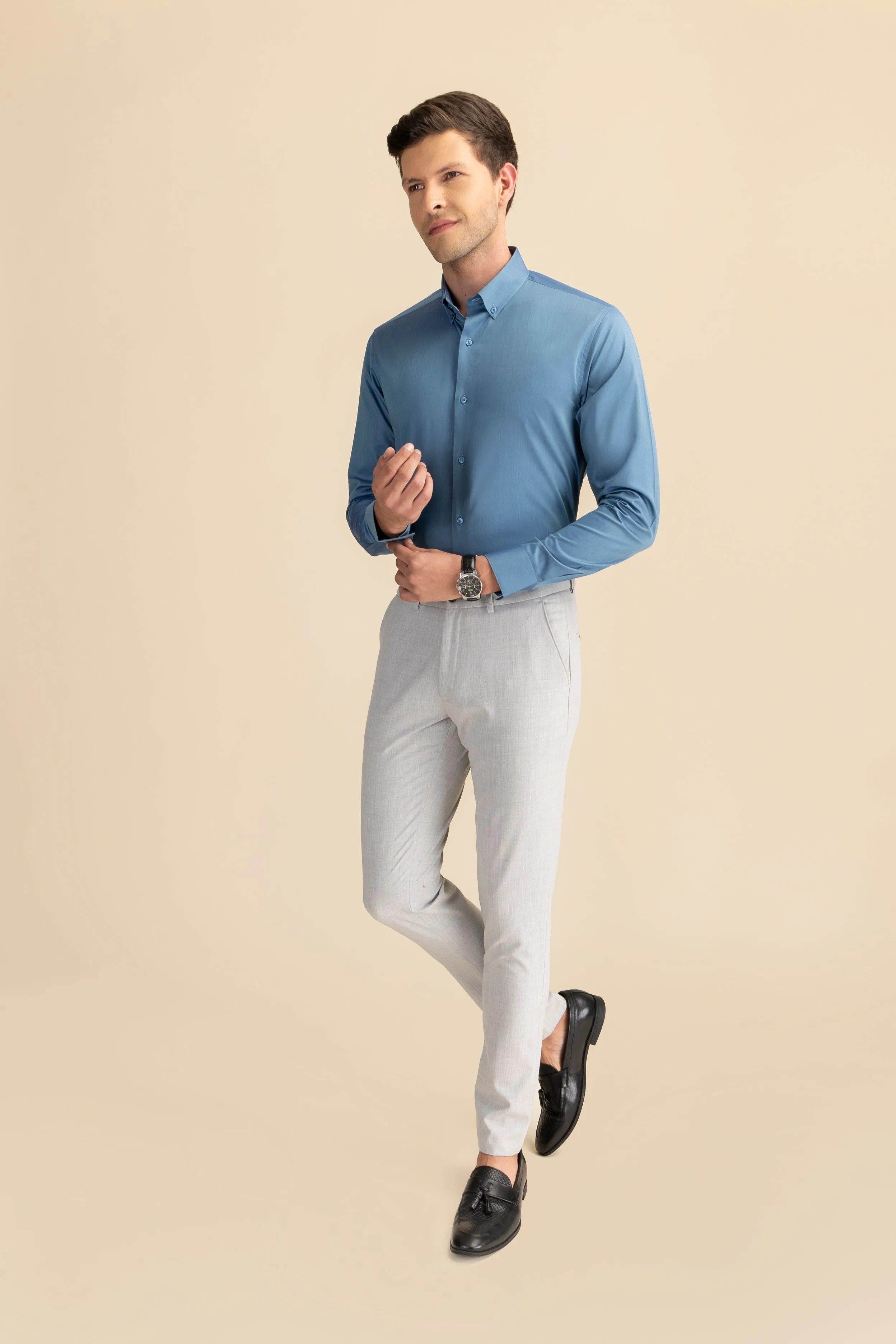 Teal Poplin Solid Shirt