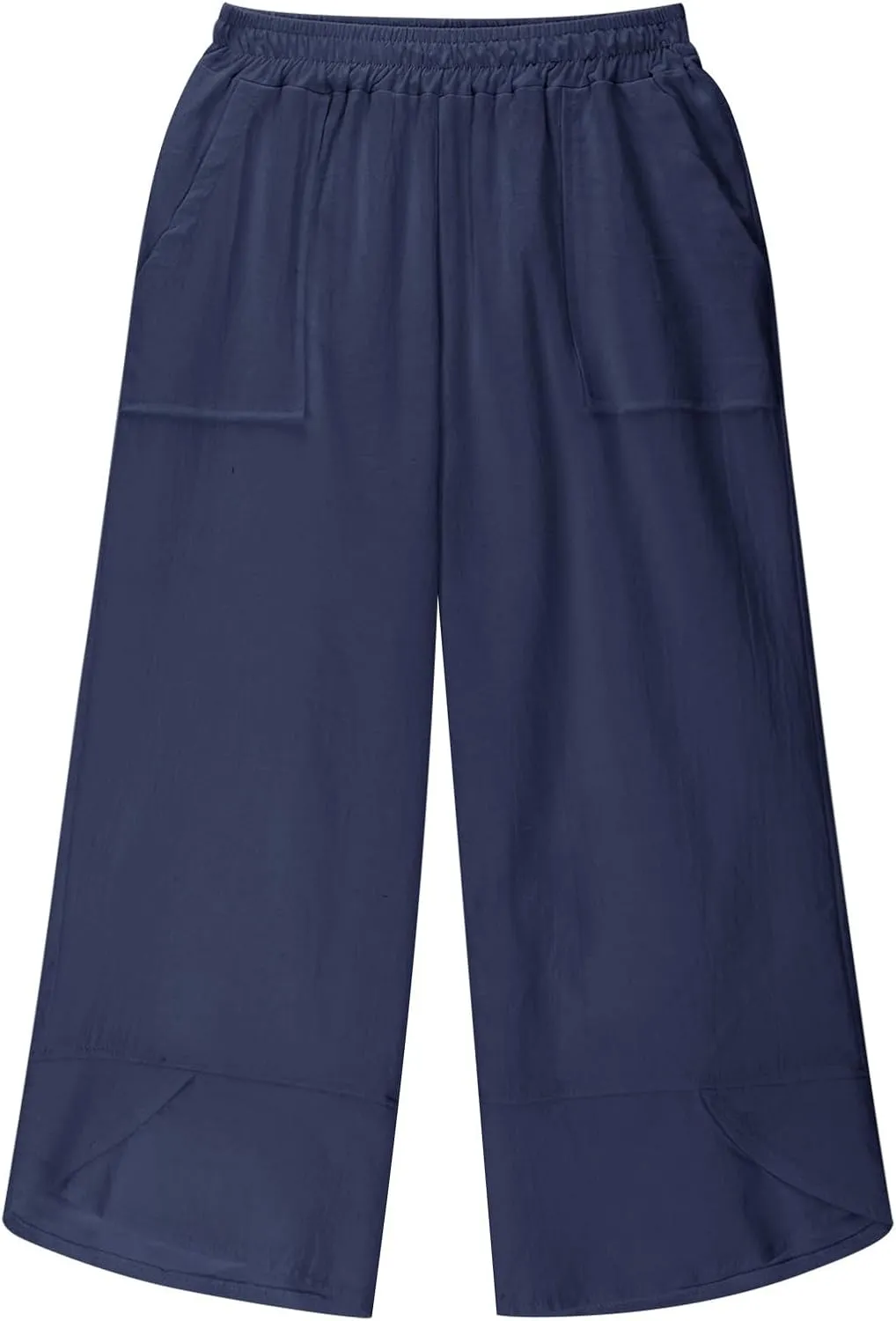 Teen Girls Palazzo Pants Summer Casual Cotton Linen Trousers Kids Lightweight Elastic Waist Solid Color Wide Leg Pant