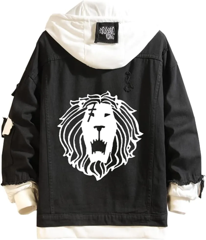 The SevenDeadly Sins Jeans Jacket Anime Meliodas Cosplay Denim Jacket Hoodie Casual Ripped Novelty Coat for Unisex