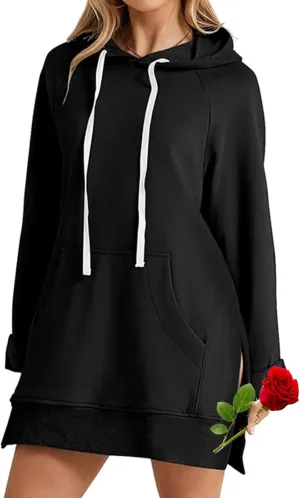 The Warmy Oversized Hoodie Dress, First Ones Hoodie Warmy Sweatshirt Dress Loose Fit Pullover with Pocket for Women