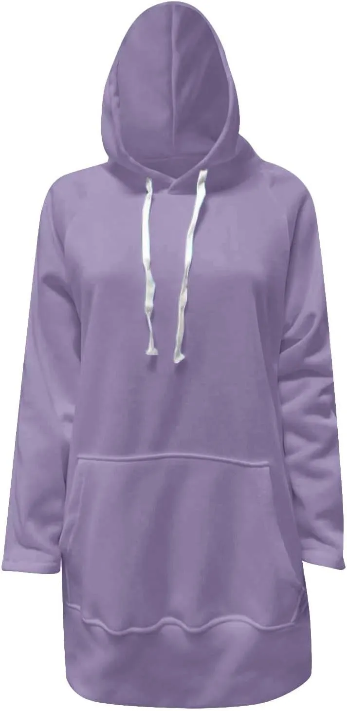 The Warmy Oversized Hoodie,Casual Oversized Hoodie Dress For Women Pullover Long Sweatshirt Split Hem With Pockets
