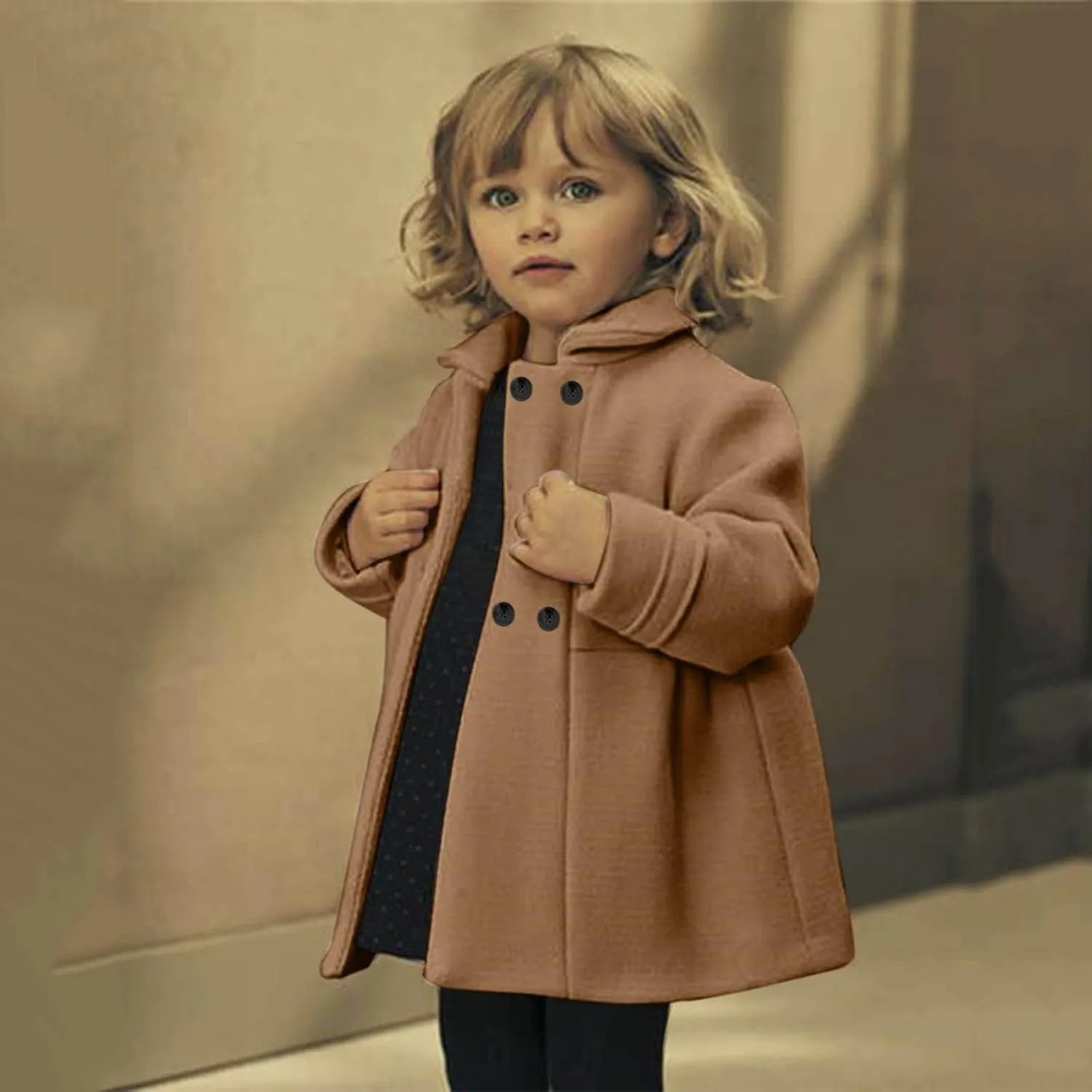 Toddler Baby Girl Spring Double Breasted Trench Coat Dress Long Sleeve Windbreaker Outerwear Trench Coat