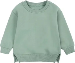 Toddler Boys Girls Fleece Lined Crewneck Sweatshirt Kids Sport Solid Basic Cotton Pullover Tops Long Sleeve Shirt
