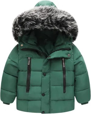 Toddler Coat with Thicken Fur Collar & Hoodie - Warm Winter Puffer Jacket