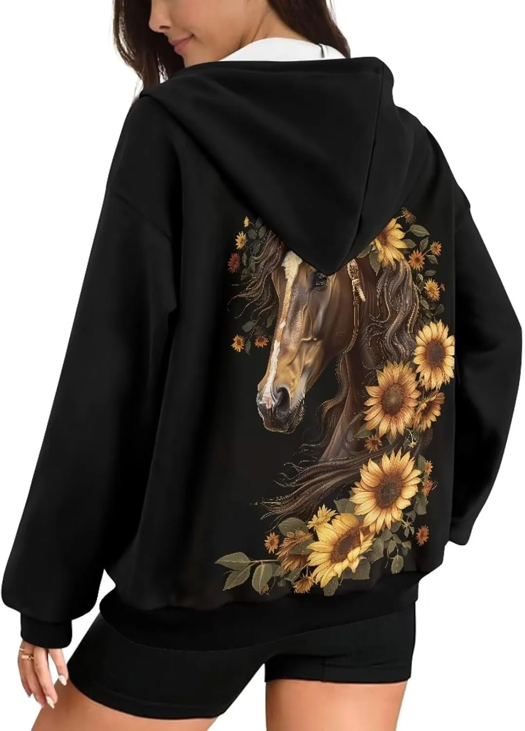 TODIYADDU Zip Up Hoodie for Women Fashion Sweatshirts with Pockets Oversized Jacket Drawstring Hoodies Y2k Winter Outfits