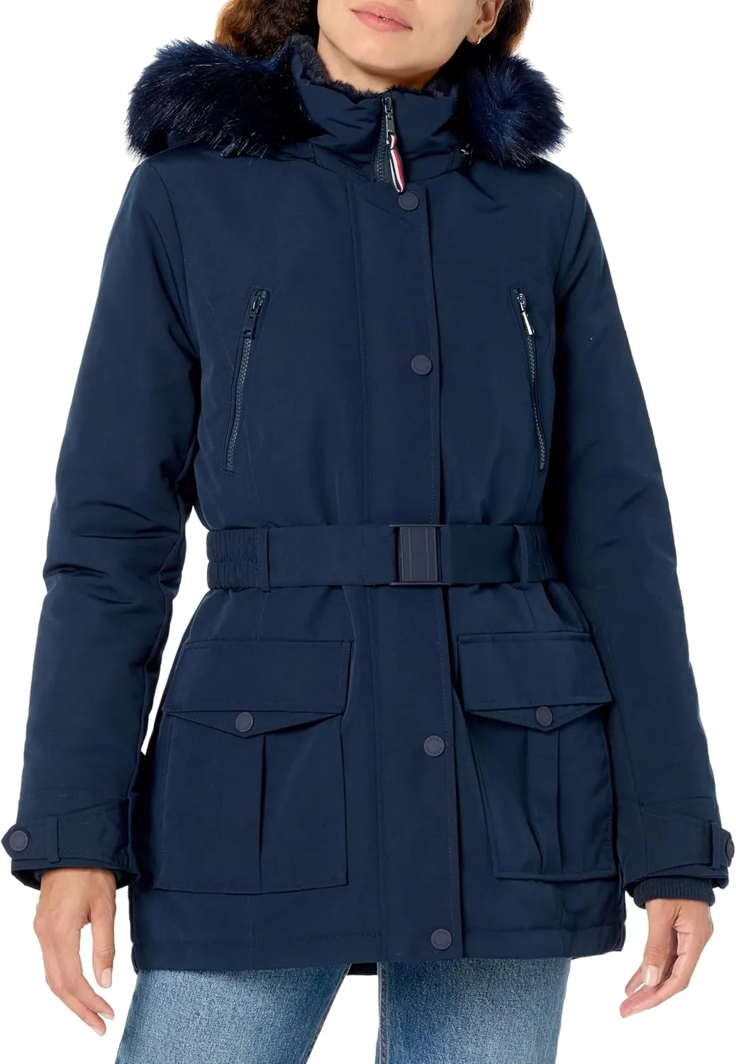 Tommy Hilfiger Women's Tactical Cold Weather Belted Jacket