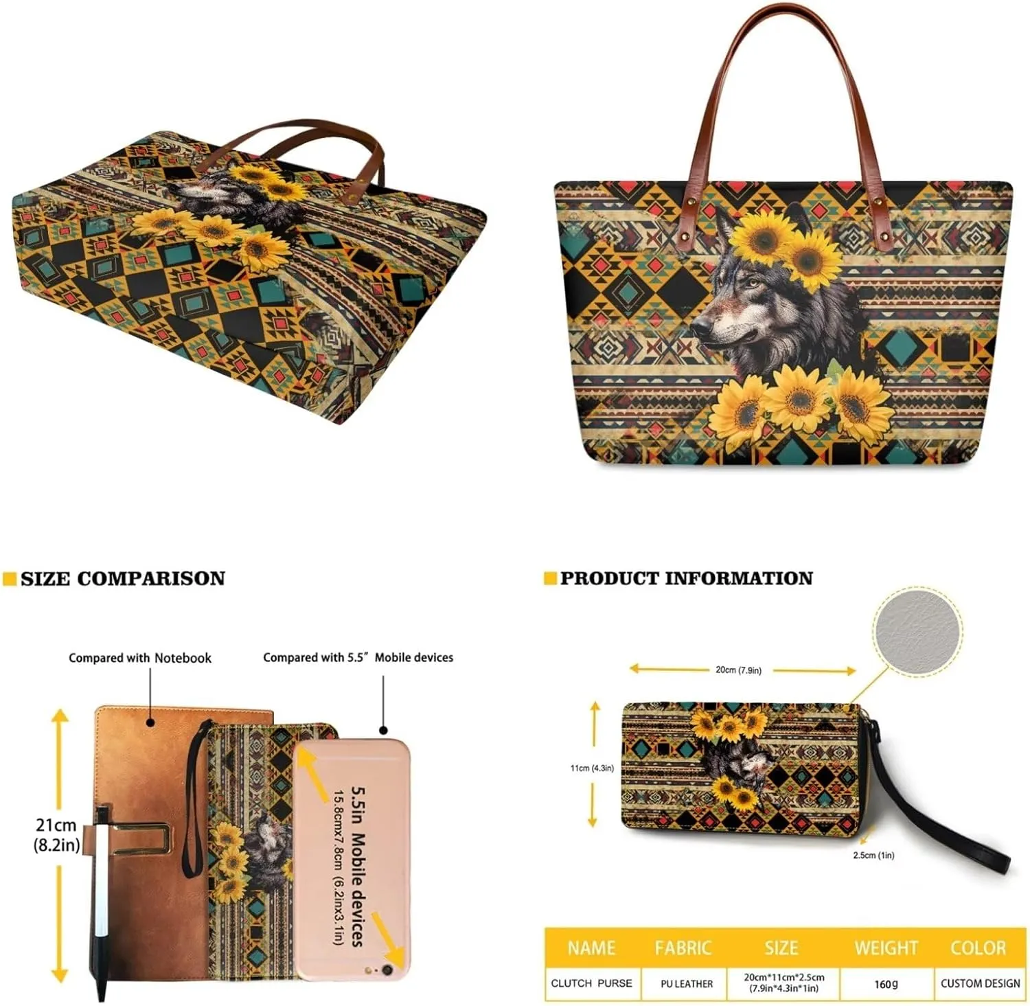 Top Handle Purse for Women, Large Tote Handbag With PU Wallet Set