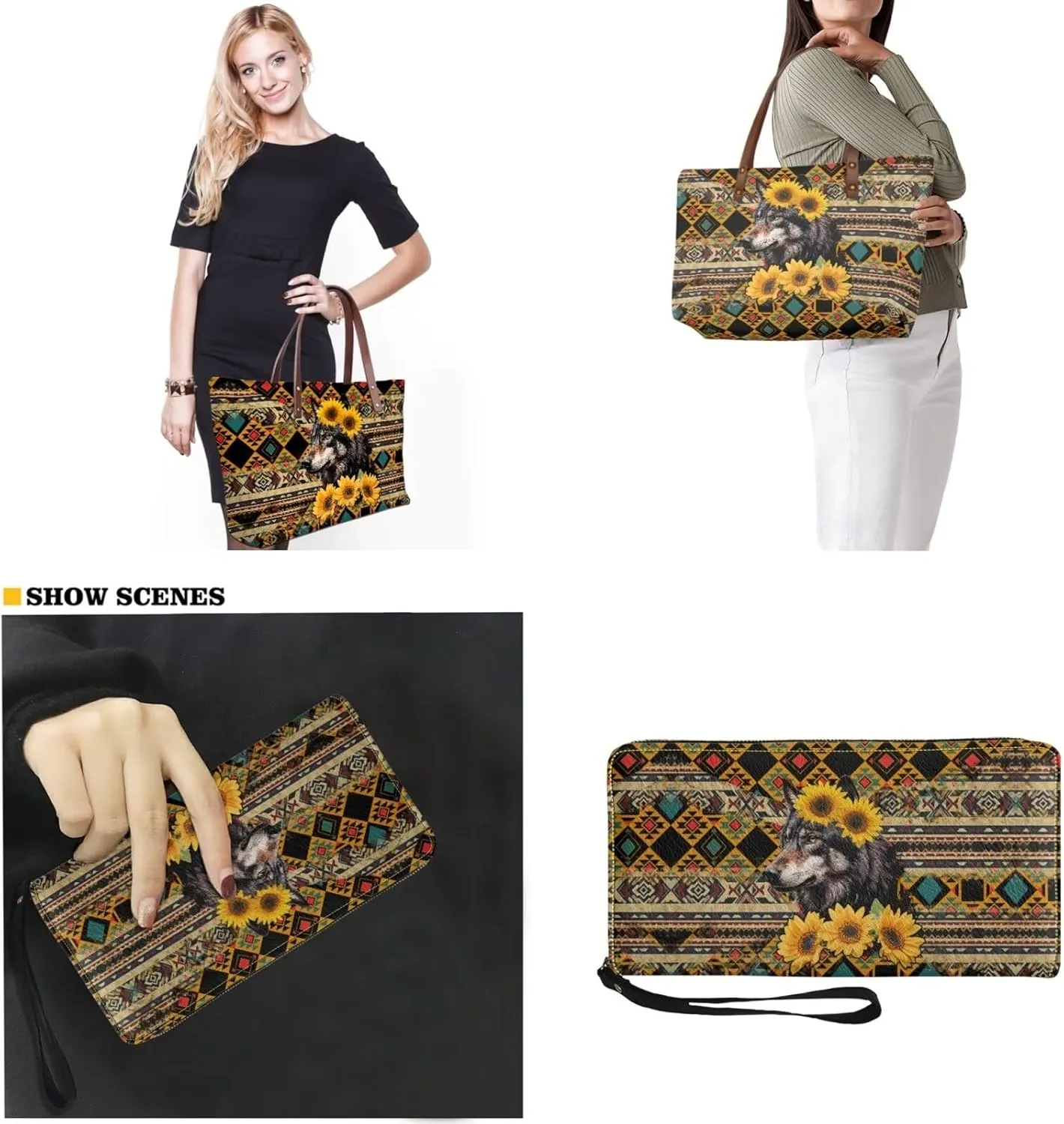 Top Handle Purse for Women, Large Tote Handbag With PU Wallet Set