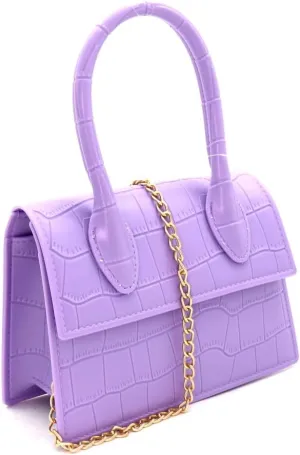 Trendeology Mini Top-Handle Retro Box Flap PU Leather Satchel Purse Crossbody