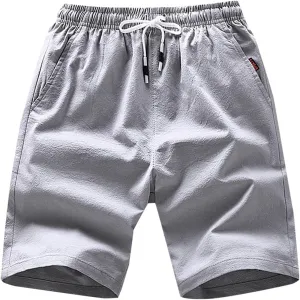 tuduoms Men's 5" Inseam Linen Casual Short Summer Beach Lightweight Board Slim-Fit Shorts Elastic Waist Pockets Short Pants
