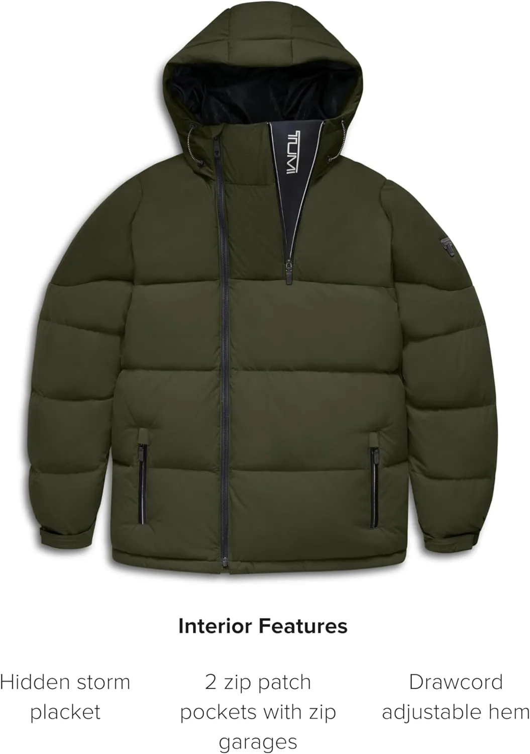 TUMI Men's Mini Ripstop Down Fill Quilted Heavyweight Puffer - Men's Nylon Jacket - Magnetic Cuffs & Throat Gusset