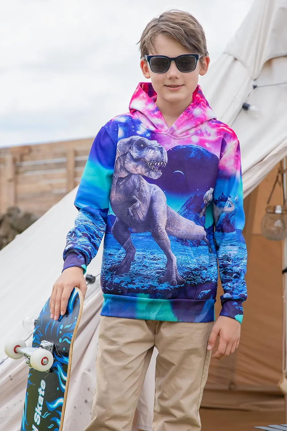 uideazone Hoodies for Boys Girls 3D Printed Hooded Sweatshirts Long Sleeve Pullover Hoody with Pocket 3-16Y