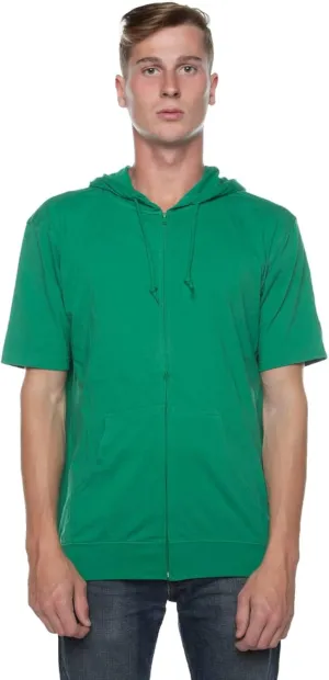 Unisex Casual Short Sleeve Zip Hoodie, Lightweight Jersey Zip Up Hoodie for Men and Women