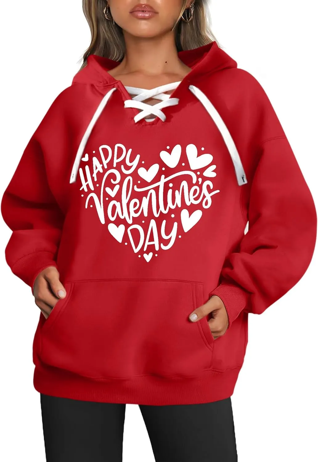 Valentines Sweatshirt Women: Love Heart Graphic Hoodie Long Sleeve Shirt Lovers Gift Pullover Top