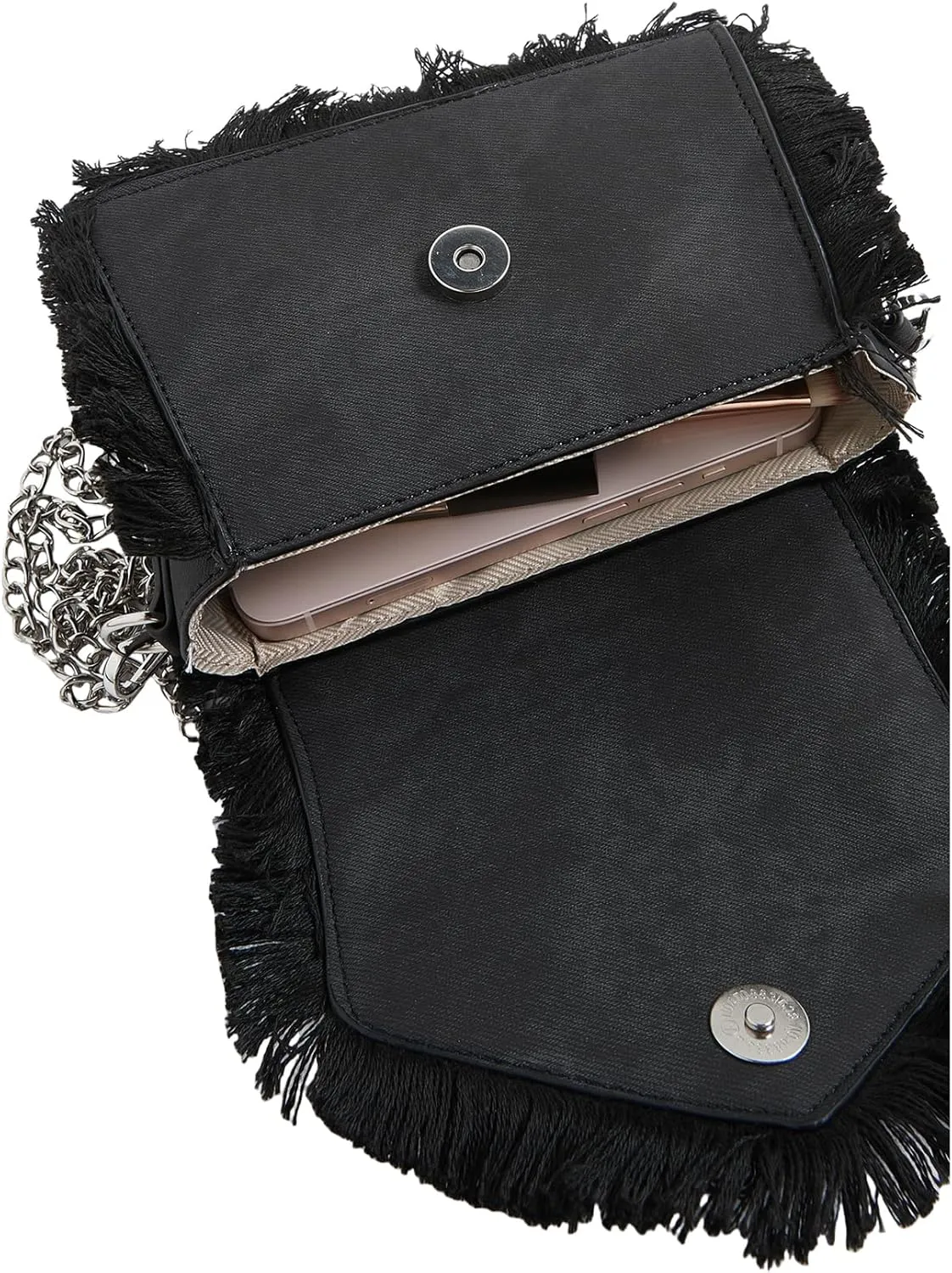 Verdusa Women's Top Handle Clutch Handbag Fringe Crossbody Bags with Chain Strap