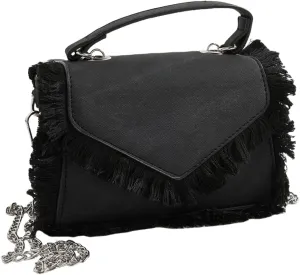Verdusa Women's Top Handle Clutch Handbag Fringe Crossbody Bags with Chain Strap