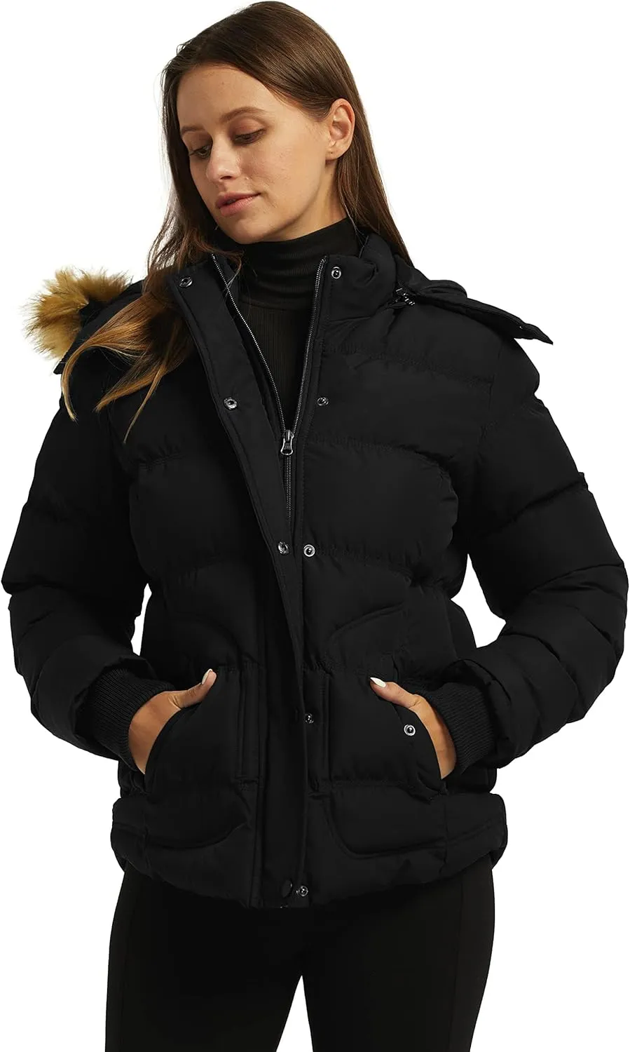 wantdo Women's Hooded Winter Coat Thicken Quilted Puffer Jacket Warm Parka