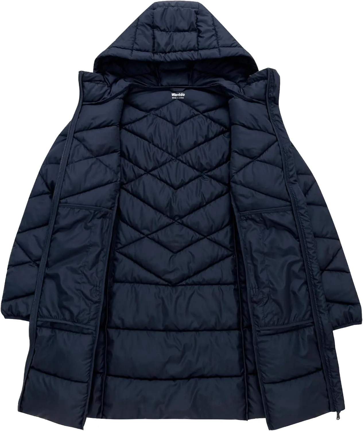 Wantdo Women's Packable Down Jacket Light Weight Puffer Coat Hip-Length Winter Coat