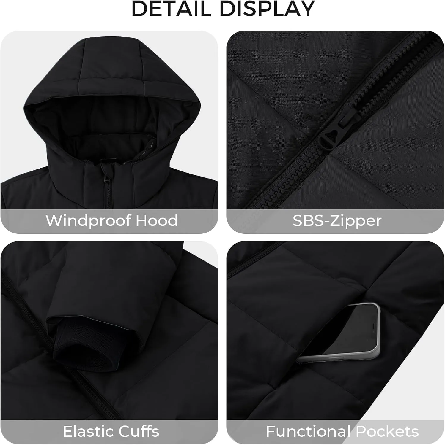 Wantdo Women's Winter Puffer Jacket Thicken Winter Coat Warm Padded Jacket with Hood