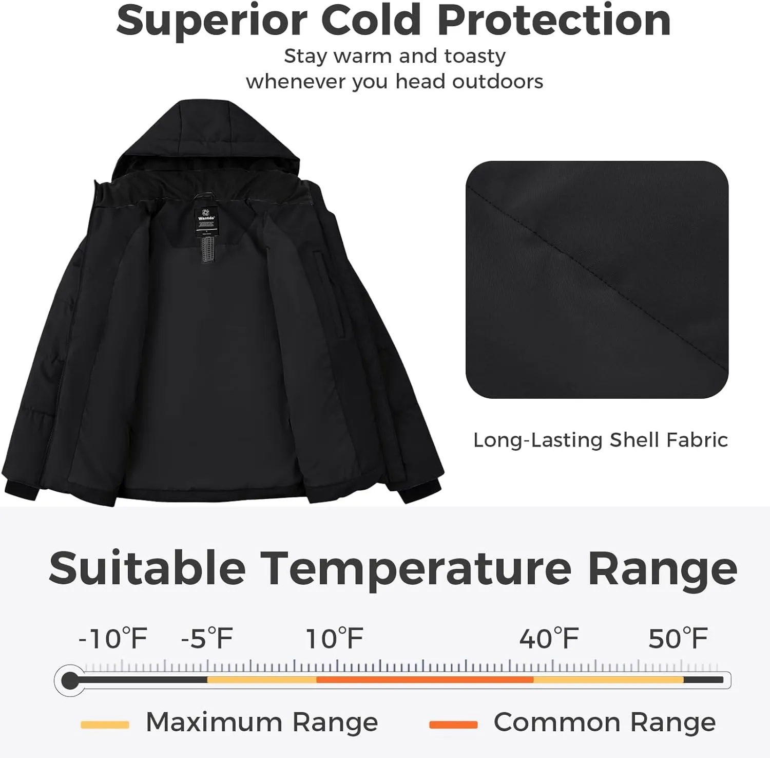 Wantdo Women's Winter Puffer Jacket Thicken Winter Coat Warm Padded Jacket with Hood