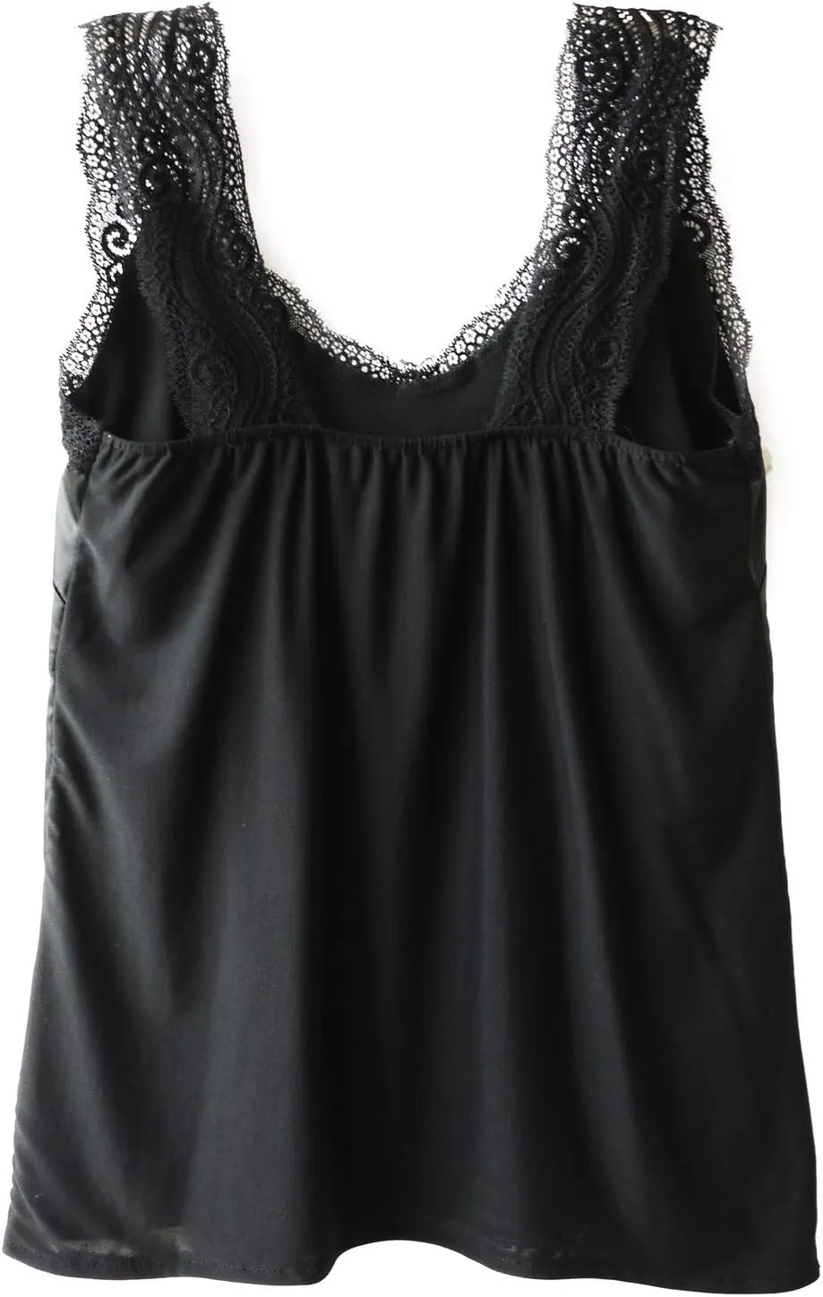 Wantschun Womens Satin Silk Camisole Lace Straps Tank Top Cami V-Neck