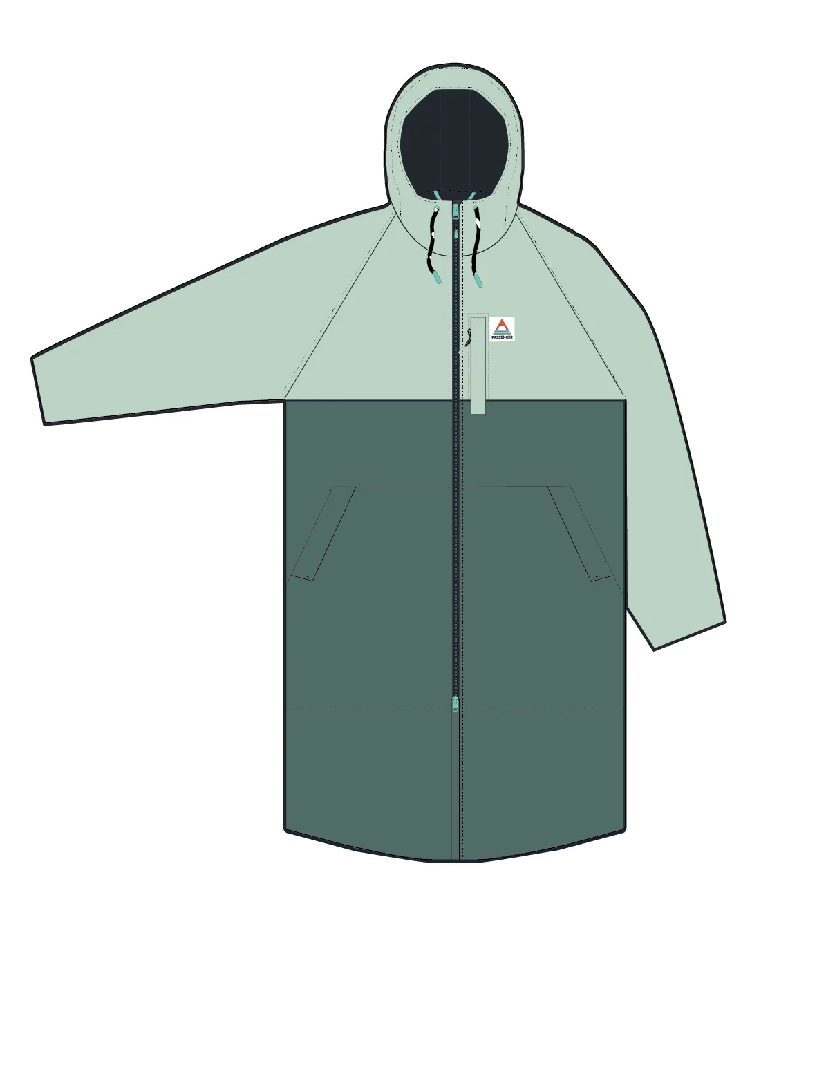 Waves Recycled Sherpa Lined Changing Robe - Spearmint/Deep Ocean