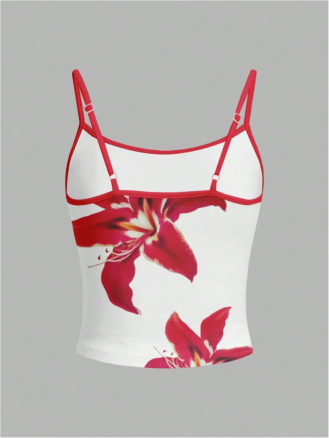 WDIRARA Women's Floral Print Cami Top Spaghetti Strap Crop Tops Flowers Camisole