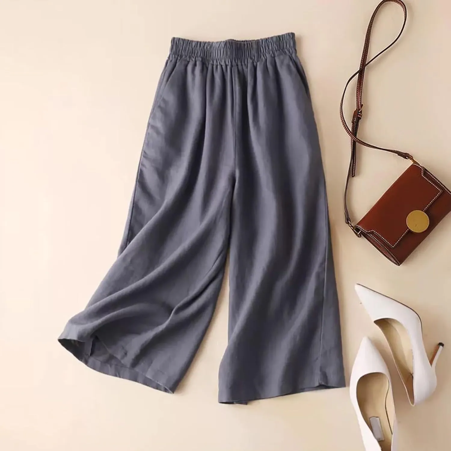 Wide Leg Linen Pants for Women Women Linen Pants Beach Leisure Trousers Linen Blend Pants